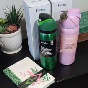 Owala Green Elphaba & Pink Glinda FreeSip 32 oz Wicked Water Bottles & BONUS!